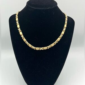 14K Yellow Gold “X”s and “O”s Necklace. Italy. 17”, 20 grams.